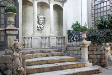 Decorative patio in antique style