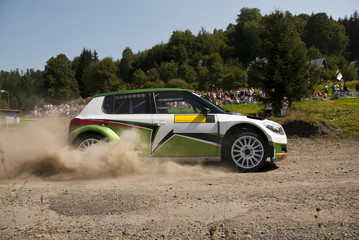 Obraz na płótnie Canvas Rally car in action - Fabia S2000