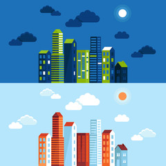 Vector city illustration in flat simple style
