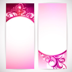 Set of abstract vector banners with swirls.