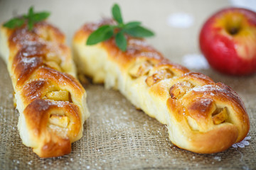 baked braided pigtails with apples
