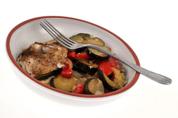 Assiette de lieu noir et ses légumes