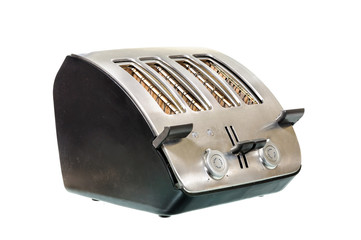 Common chrome toaster isolated on white background