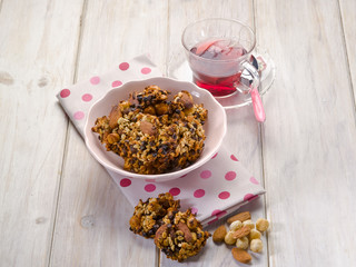cookie with almond nuts and chocolate drops
