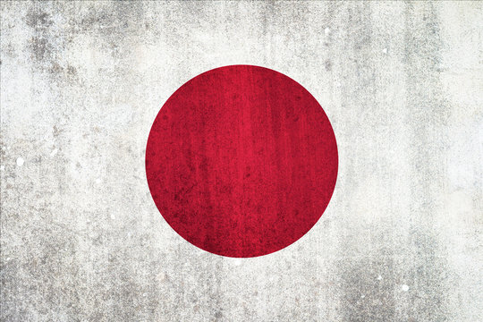 National flag of Japan. Grungy effect.