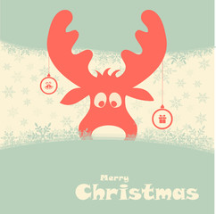 christmas illustration with funny deer