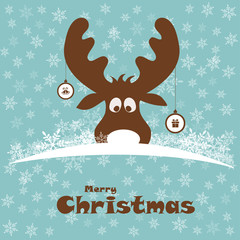 christmas illustration with funny deer