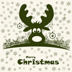 Naklejka premium christmas illustration with funny deer