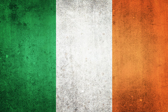 National flag of Ireland. Grungy effect.