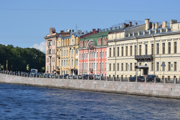 Fototapeta na wymiar Embankment of Fontanka river