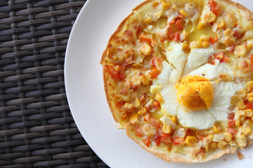 pizza corn and egg