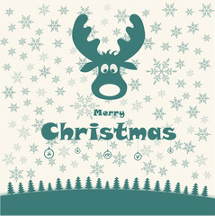 christmas illustration with funny deer