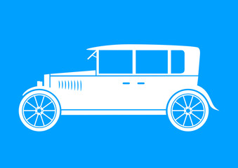 White car icon on blue background