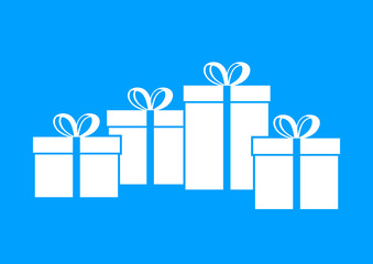White gift icon on blue background