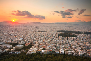 View of Athens from Lycabettus hill, Greece.