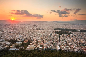 Dekokissen Blick auf Athen vom Lycabettus-Hügel, Griechenland. © milangonda