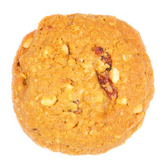 Oatmeal cookies with raisin on a white background