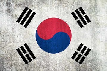 National flag of South Korea. Grungy effect.