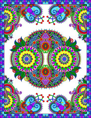 Ukrainian Oriental Floral Ornamental Carpet Design