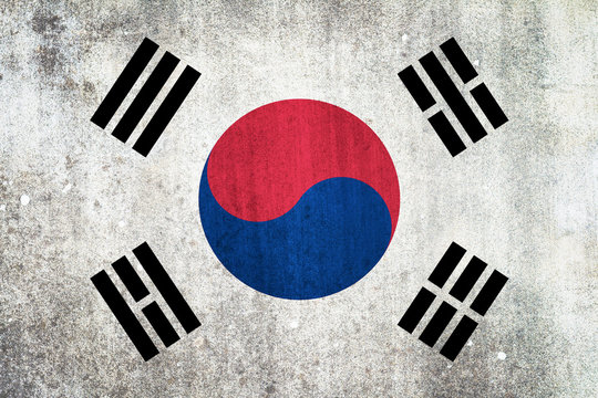National flag of South Korea. Grungy effect.