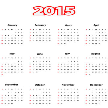 Calendar 2015.