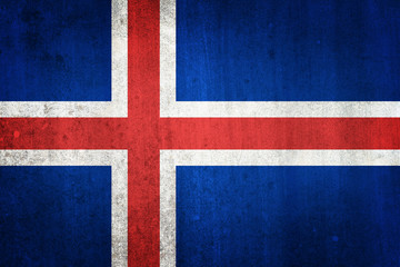 Fototapeta premium National flag of Iceland. Grungy effect.