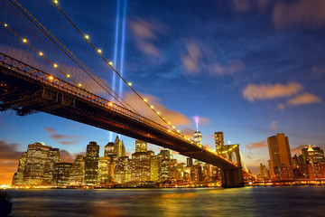 Fototapeta na wymiar New York City Manhattan in memory of September 11