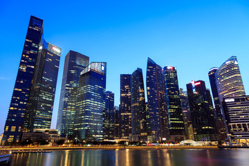 Plakat Singapore Cityscape at night