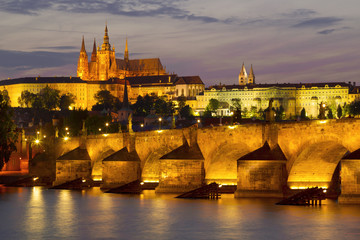 Fototapeta na wymiar Charles bridge at night. Prague