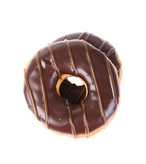 chocolate donuts on a white background