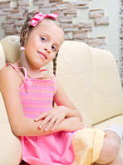 Little girl in pink dress