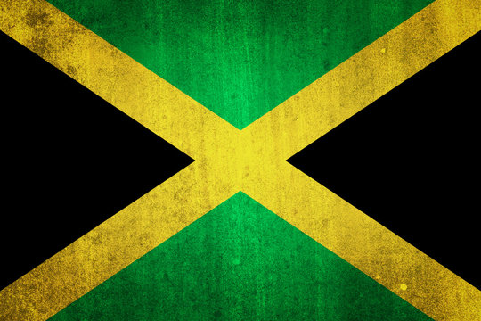 National flag of Jamaica. Grungy effect.