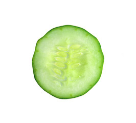 Fresh cucumber slice isolated on white background