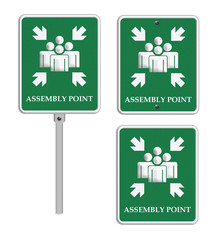 assembly point sign on white background