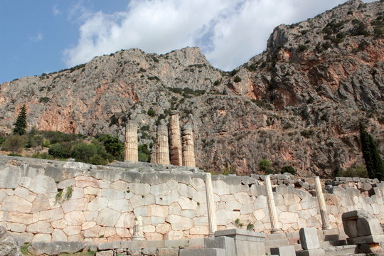 The Ancient Temple of Apollo at Delphi in greece	