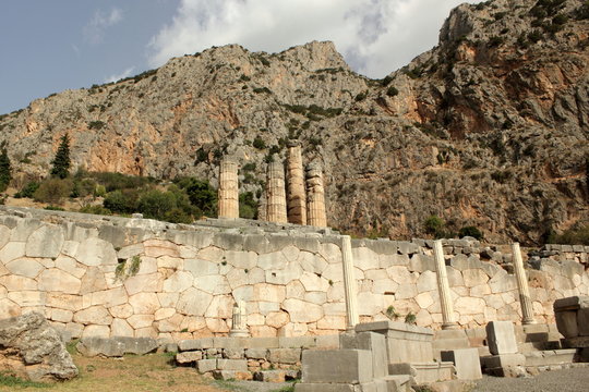 The Ancient Temple of Apollo at Delphi in greece	