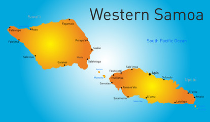 Obraz premium western samoa map