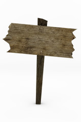 Wooden sign with worn appearance and bent nails.
