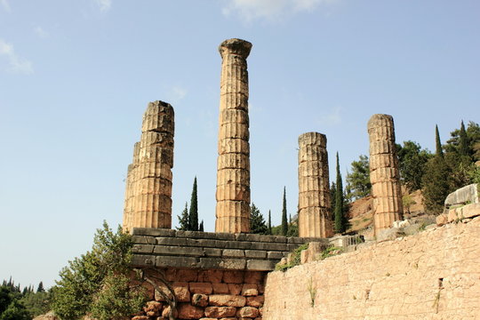The Ancient Temple of Apollo at Delphi in greece	
