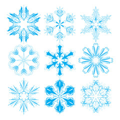Vector set of  lace snowflakes