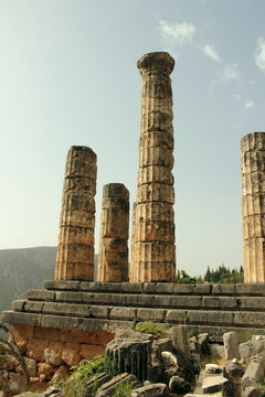 The Ancient Temple of Apollo at Delphi in greece	