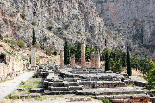 The Ancient Temple of Apollo at Delphi in greece	