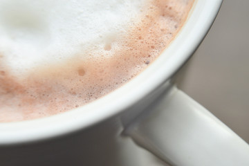 close up photo of dry foam on chocolate, macro