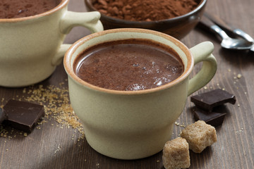 cup of hot chocolate and sugar cubes