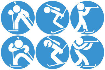 Biatlon icons set