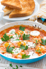 delicious breakfast with quail eggs, close-up