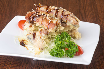 japanese cuisine. unagi or eel on the background