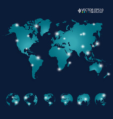 Modern world map design, vector illustration.