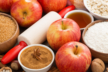 ingredients and spices for apple pie