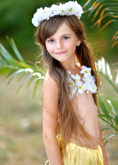 portrait of little girl in tropical style © zagorodnaya